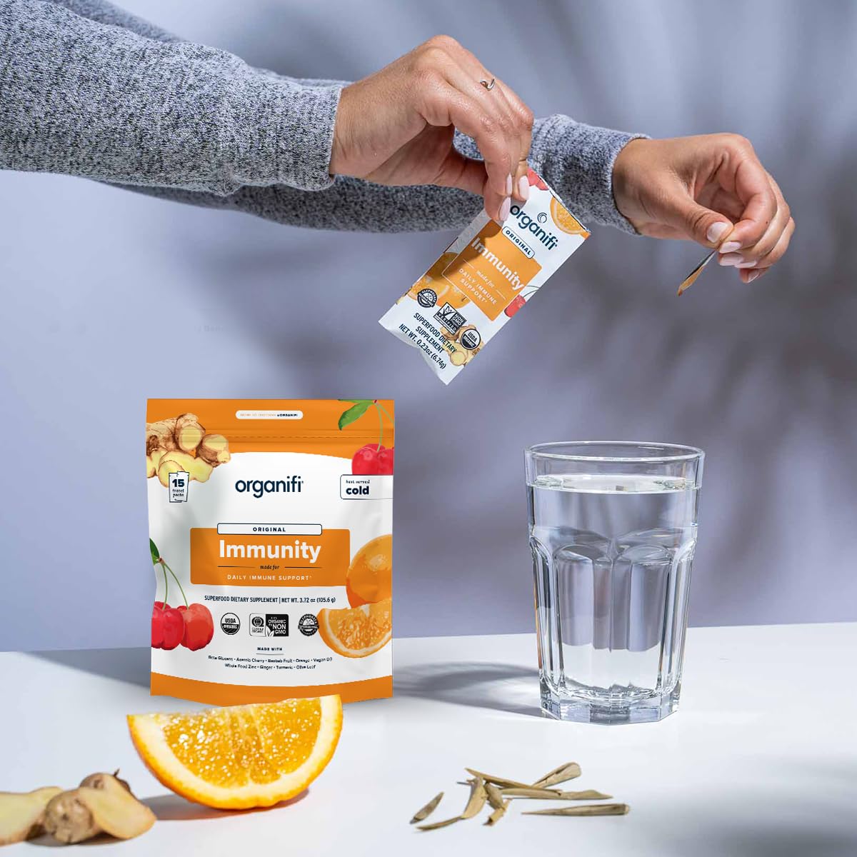 Organifi Immunity - Organic Superfood Immunity Support - 15 Single Serve Packets - Immunity Powder for T Cell Production and Upper Respiratory Health - Mushroom Beta Glucans, Vitamin C, D and Zinc OrganifiBuy Supplements Australia