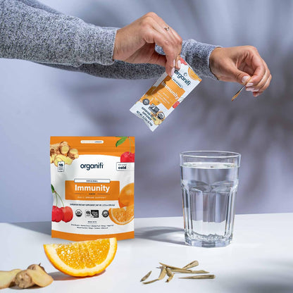 Organifi Immunity - Organic Superfood Immunity Support - 15 Single Serve Packets - Immunity Powder for T Cell Production and Upper Respiratory Health - Mushroom Beta Glucans, Vitamin C, D and Zinc OrganifiBuy Supplements Australia