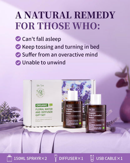 VTS Organic Lavender Water and Roman Chamomile Floral Water with Diffuser, Aromatherapy Air VEDA TINDA SCENTBuy Supplements Australia