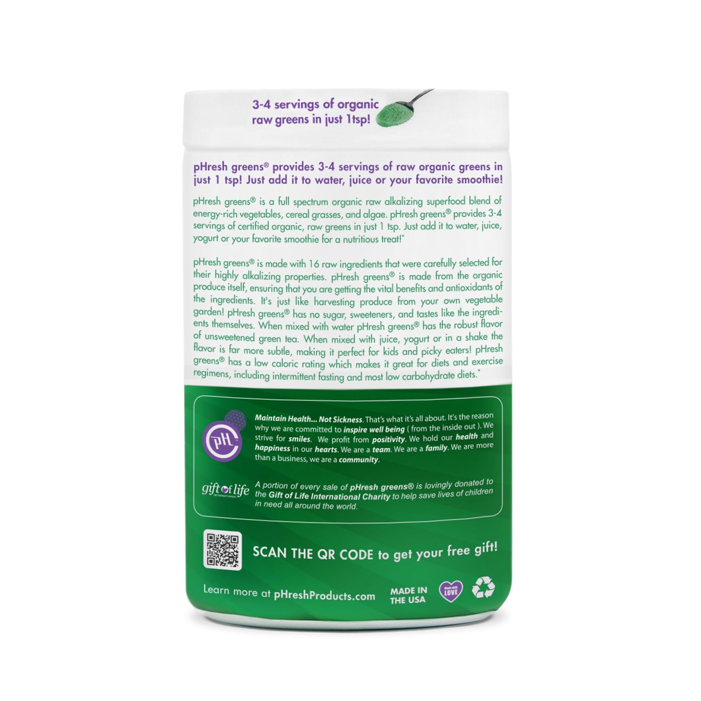 pHresh - Greens Raw Alkalizing Superfood Greens Powder - 2 Month Supply - Vegan, Kosher, Gluten Free - Natural Enzymes, Nutrients - Approved for Intermittent Fasting - 10 oz Phresh ProductsBuy Supplements Australia