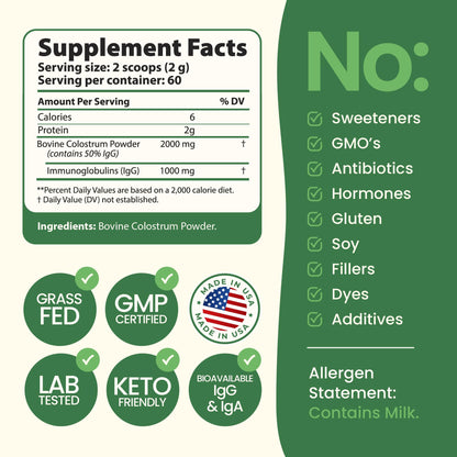 Immerge Health Super Colostrum Powder (60 Servings) – Premium Bovine Colostrum Supplement for Gut Health, Bloating & Immune Support – High IgG, 100% Grass Fed First Milking, Unflavored, Made in USA ImmergeHealth.comBuy Supplements Australia