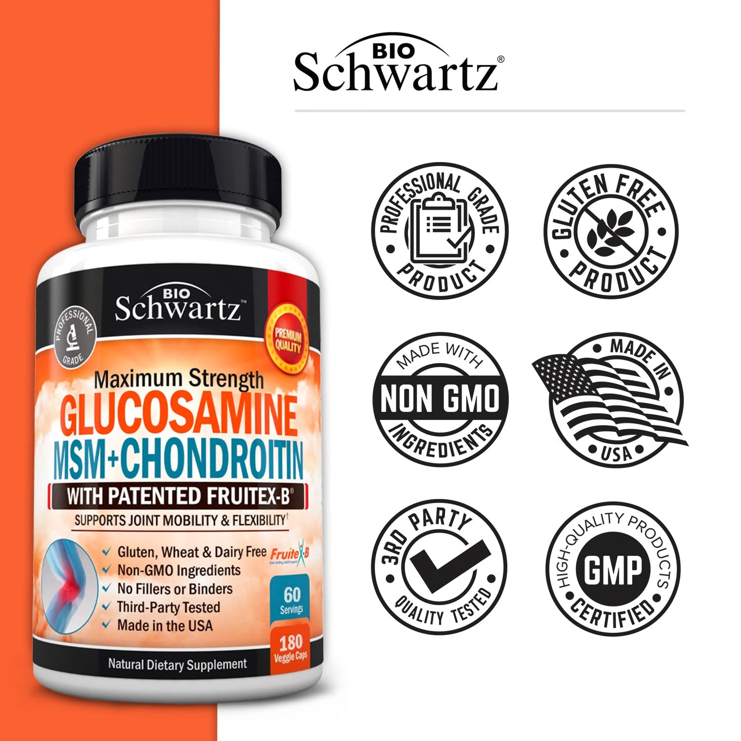 Glucosamine Chondroitin MSM 2110mg - Joint Support Supplement with Turmeric BioSchwartzBuy Supplements Australia