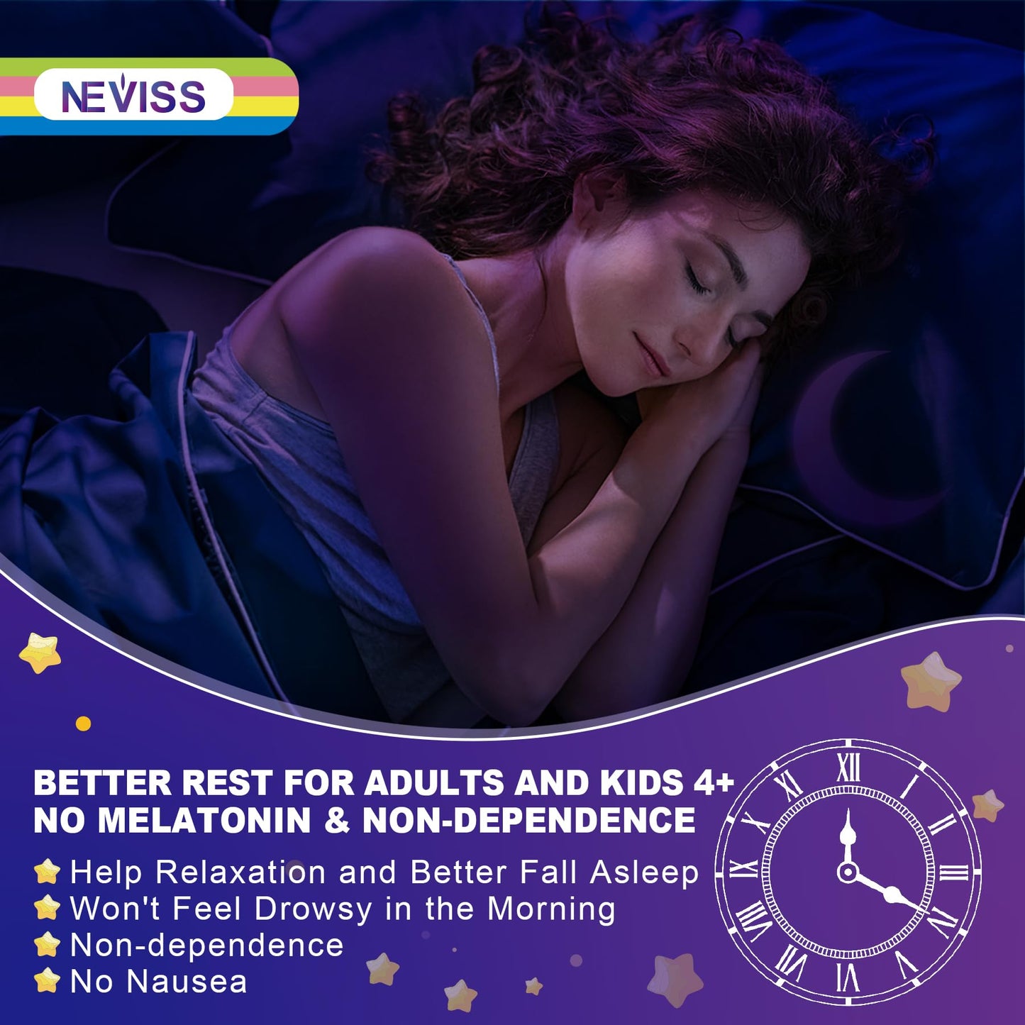 Neviss Magnesium Glycinate + Calcium Filled Gummies for Adults and Kids 4+, Kids Sleep Gummies Melatonin Free, No Sugar Magnesium Supplement w/B6 D3, L-Theanine for Zzz Relax, Brain,Bone,Muscle 2Pack NEVISSBuy Supplements Australia