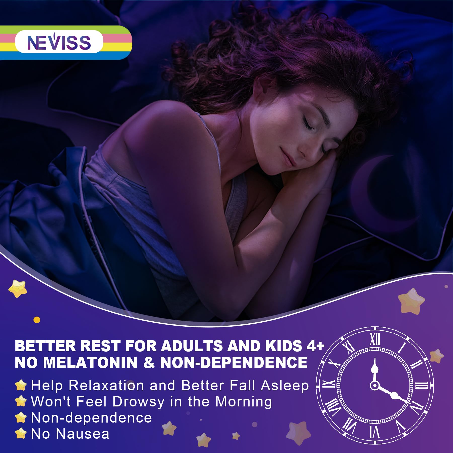 Neviss Magnesium Glycinate + Calcium Filled Gummies for Adults and Kids 4+, Kids Sleep Gummies Melatonin Free, No Sugar Magnesium Supplement w/B6 D3, L-Theanine for Zzz Relax, Brain,Bone,Muscle 2Pack NEVISSBuy Supplements Australia