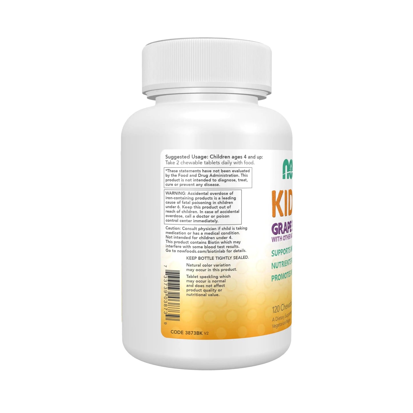 Now Kids Supplements, Kid Vits Multivitamin, Grape Flavor, 120 Chewable Tablets NOW Foods