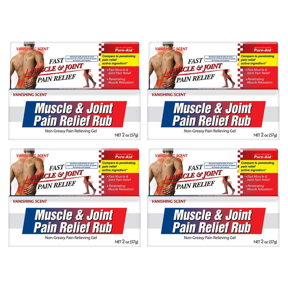 Pure-Aid Muscle & Joint Pain Relief Rub, Fast Relief from Minor Arthritis, Backache, Muscle & Joint Pain Non-Greasy Cream, 2oz (4pk) Pure-AidBuy Supplements Australia