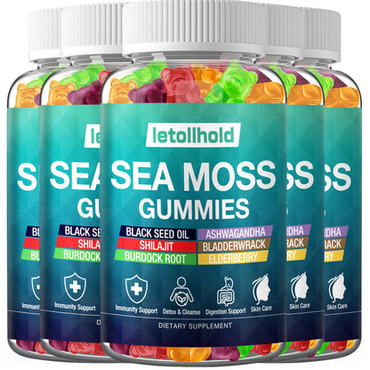 Sea Moss Gummies - Irish Sea Moss Gummies Advanced for Adults with Ashwagandha Bladderwrack & Burdock Root for Supports Immune，Energy - 60 Vegan Gummy,5PCS letollholdBuy Supplements Australia