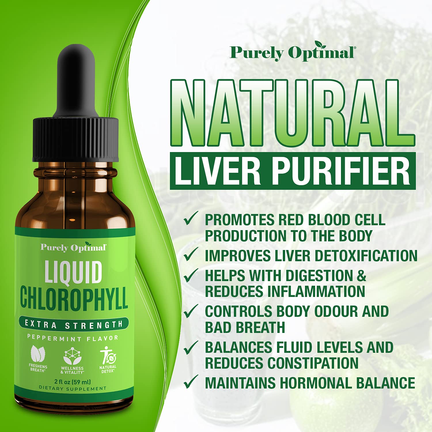 Premium Chlorophyll Liquid Drops - 100% Natural & Gluten Free Liquid Chlorophyll Purely OptimalBuy Supplements Australia