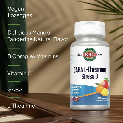 KAL GABA L-Theanine Stress B Lozenge, B Complex Vitamin Supplement, Healthy Relaxation, Mood & Focus Support KALBuy Supplements Australia