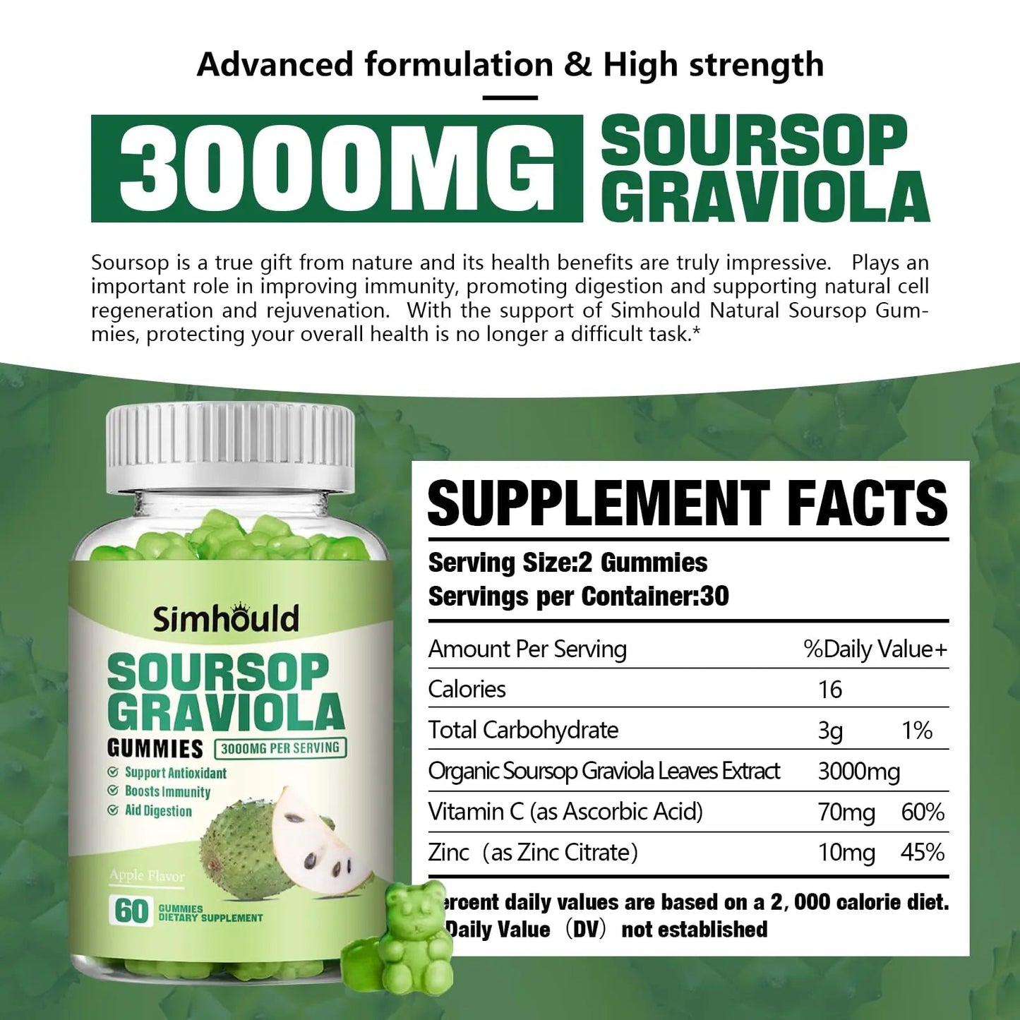 Simhould 1 Pack Soursop Graviola Gummies SimhouldBuy Supplements Australia