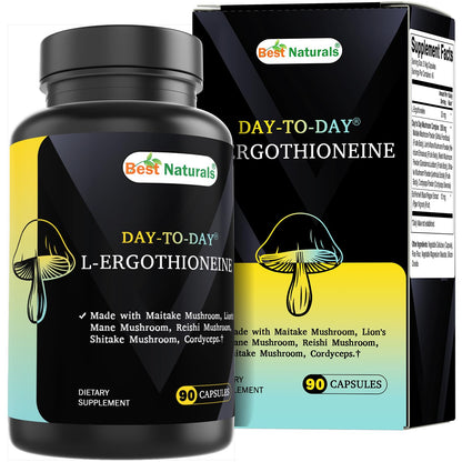 Best Naturals Day-to-Day L-Ergothioneine 25 mg with Maitake Mushrom, Lion's Mane Mushroom, Reishi Mushroom 90 Capsules Best NaturalsBuy Supplements Australia