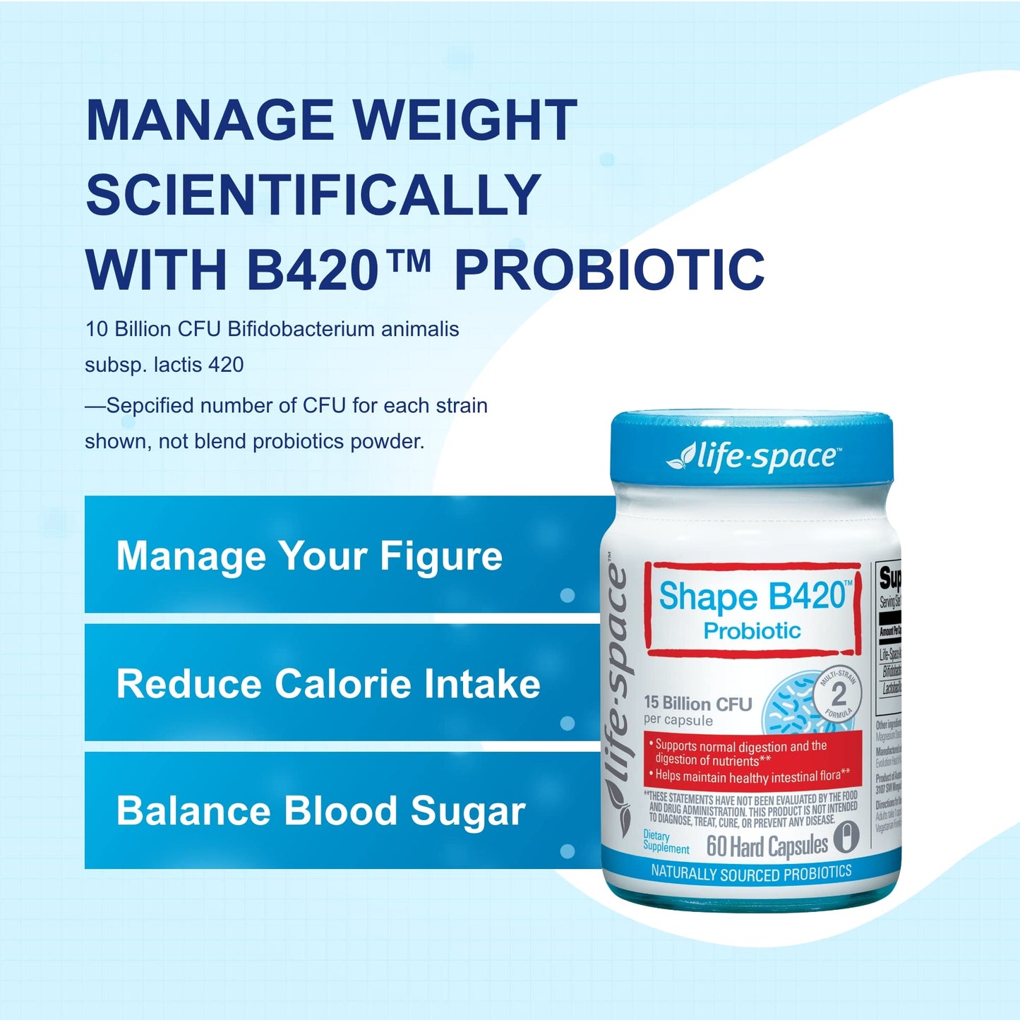 Life-Space Shape B420™ Probiotics, Clinically Studied Strains, Supplement for Women and Men Life-SpaceBuy Supplements Australia
