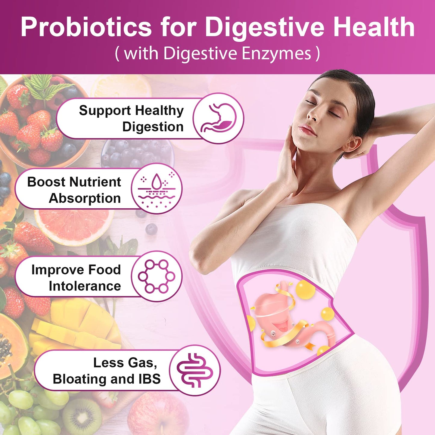 Probiotics for Women Digestive Health, 100 Billion CFUs Probiotic with Digestive Enzymes NATURE TARGETBuy Supplements Australia
