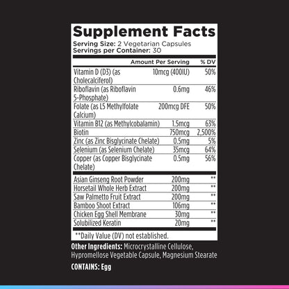 Livingood Daily Hair, Skin & Nails Supplement, 14-in-1 Formula with Biotin, Collagen, Keratin, Bamboo, Selenium, Folate, B12, Zinc and More, Beauty Supplement for Women & Men, Gluten Free, 60 Capsules Livingood DailyBuy Supplements Australia