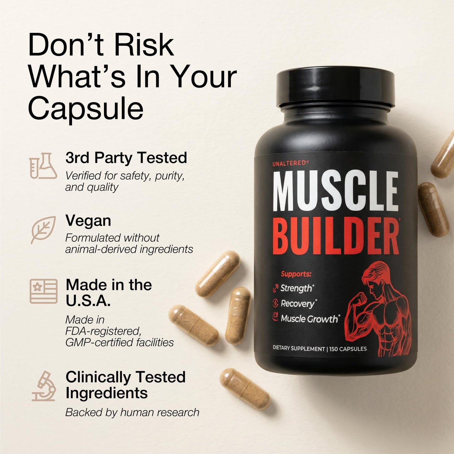 UNALTERED Anabolic Muscle Builder for Men - Growth, Size, Strength - Natural Muscle Building Supplement & Energy Booster - Tribulus Terrestris, Ginseng, Vitamin D3, Ashwagandha - 150 Capsules UNALTEREDBuy Supplements Australia