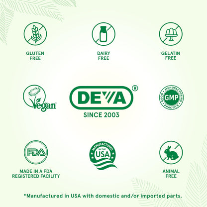 DEVA Vegan Iron-Free Multivitamin & Mineral Supplement, Green Food Blend, Spirulina, Chlorella, Ashwagandha, Broccoli, 90 Coated Tablets DEVABuy Supplements Australia
