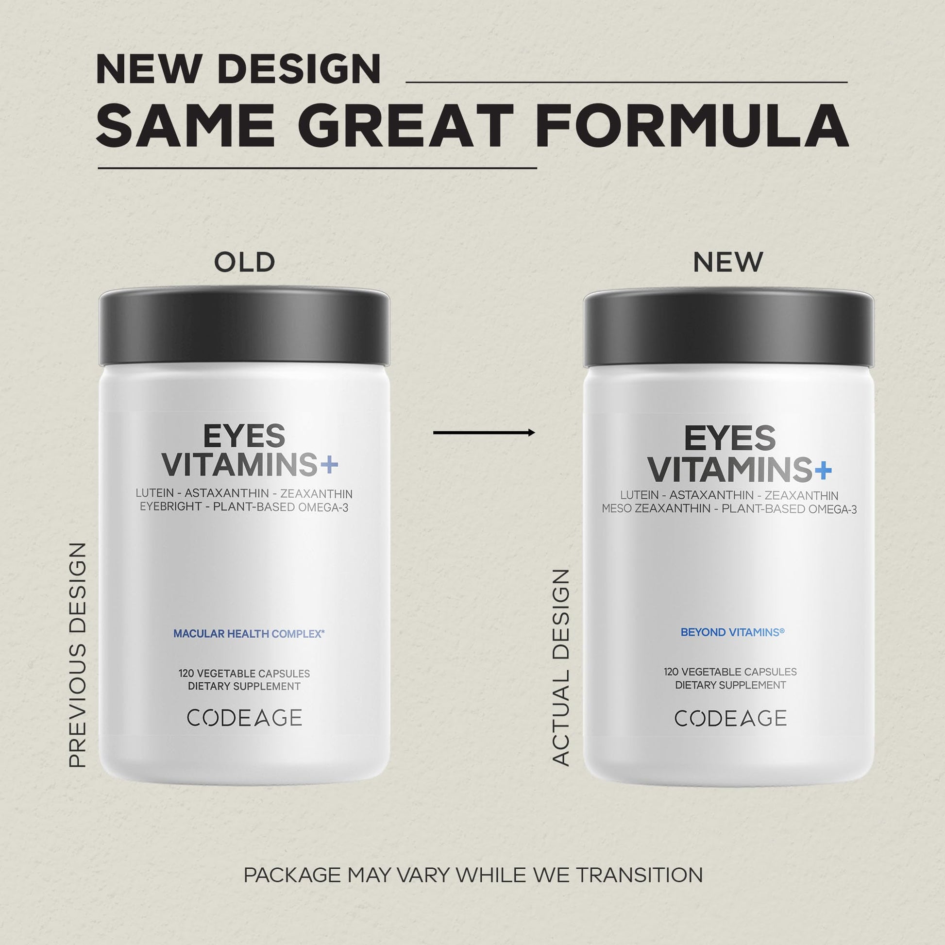 Codeage Eyes Vitamins - AREDS 2 Based Formula Supplement - 2-Month Supply - Vitamins A, C, E, Zinc, Lutein, Astaxanthin, Zeaxanthin, Eyebright, Marigold, Bilberry, Saffron, Omega-3-120 Capsules CodeageBuy Supplements Australia