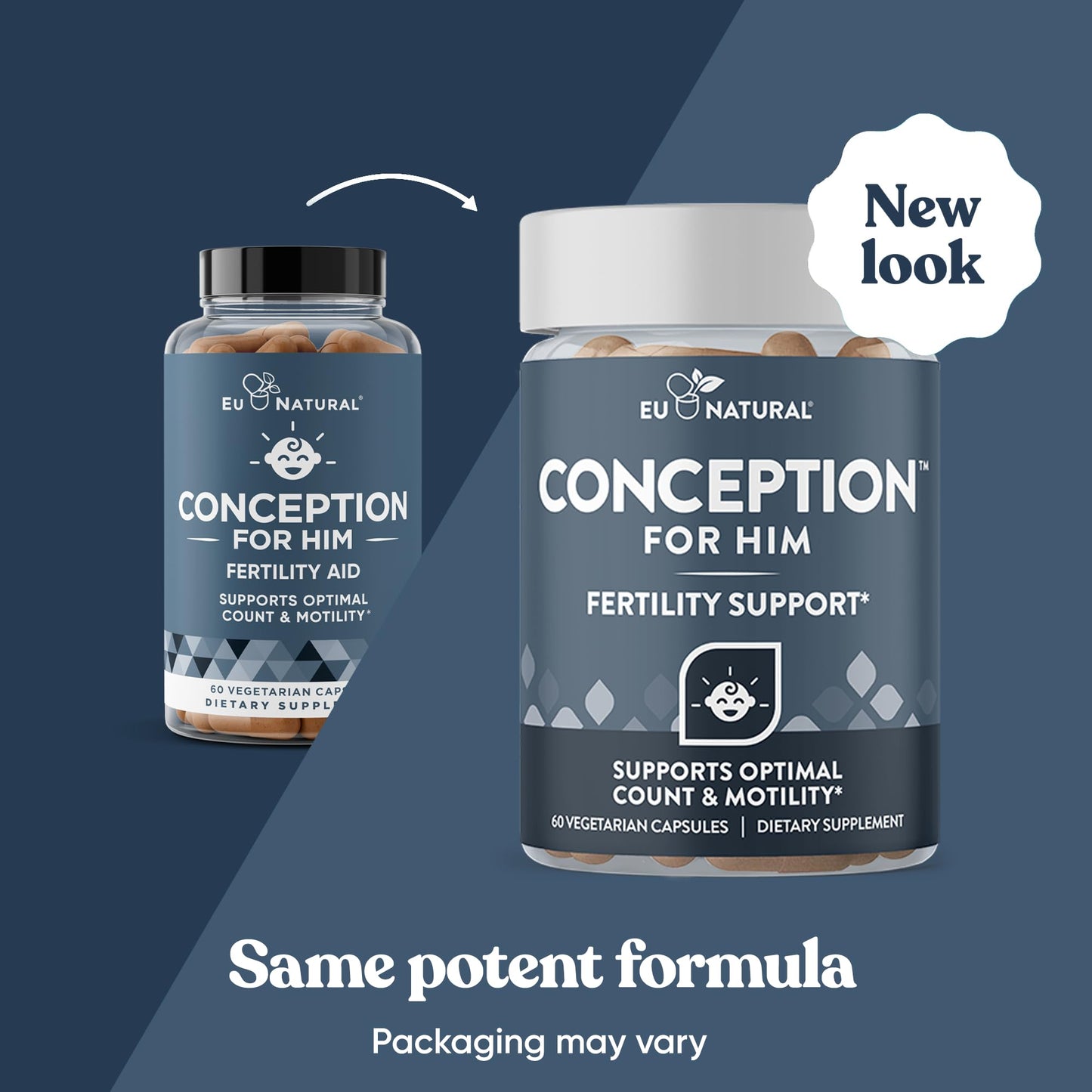 Eu Natural Conception for Him - Male Fertility Supplements with Ashwagandha, Folate & Zinc - Sperm Count, Motility & Strength Support