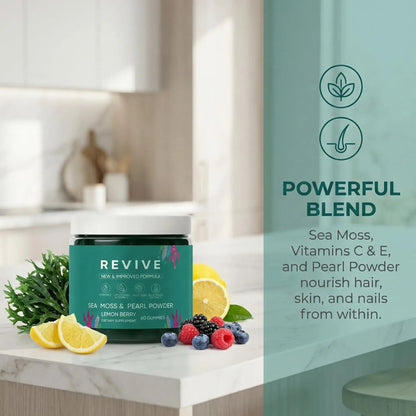 Balmbare Revive Gummies for Hair Loss - Sea Moss Gummies with Vitamin C, Vitamin E, Aloe Vera, Pearl Powder Supports Faster Hair Growth RulinalBuy Supplements Australia