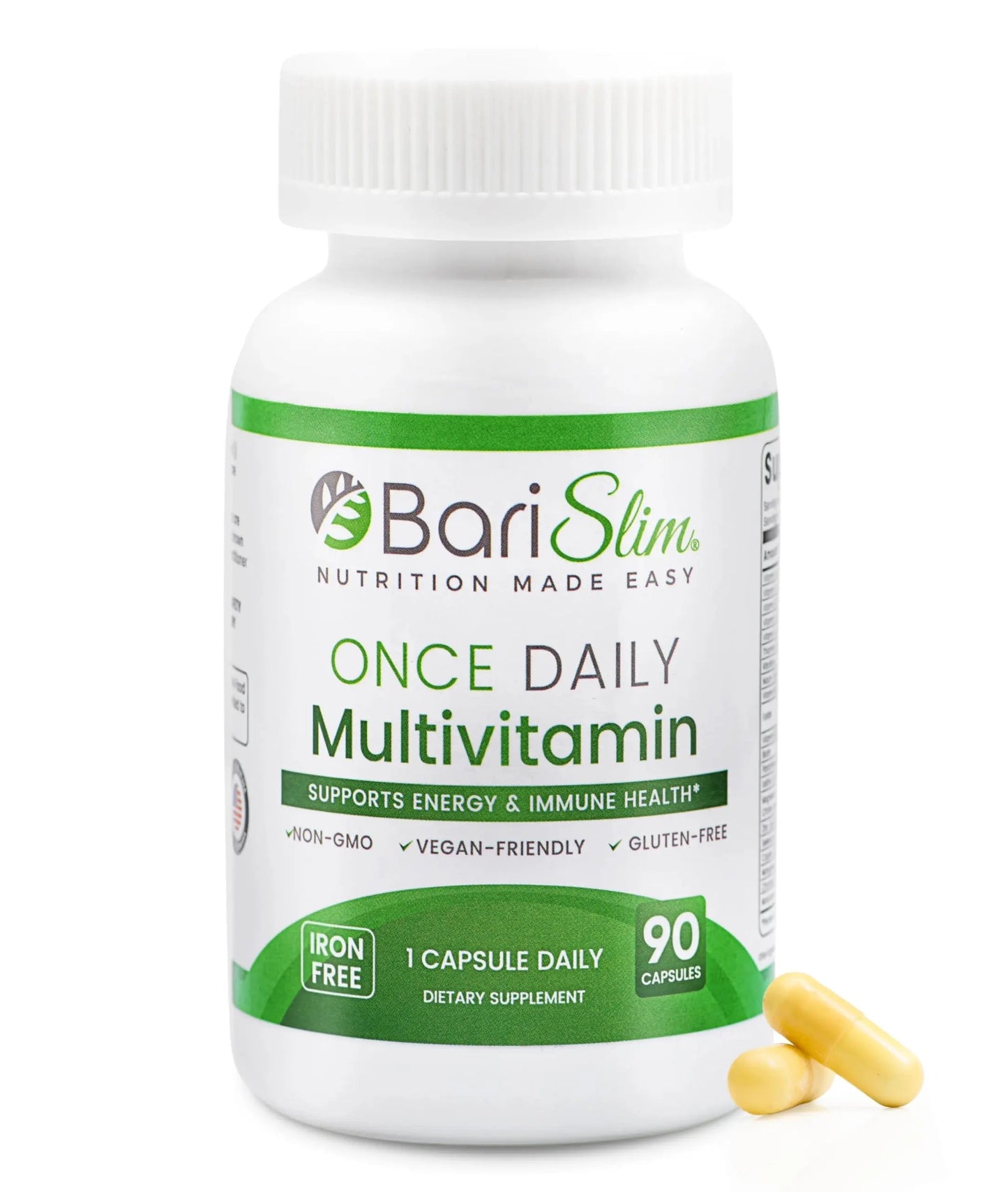 BariSlim Once Daily Bariatric Multivitamin Capsule - Iron-Free Formula - Bariatric Vitamin and Supplement for Post Surgery BariSlim