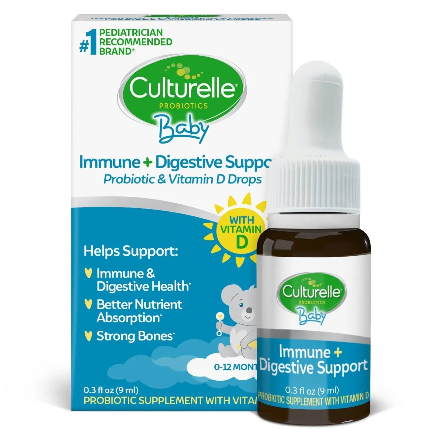 Culturelle Kids Complete Multivitamin + Probiotic Chewables, 50 Count Baby Immune & Digestive Support Probiotic + Vitamin D Drops, 30 Day Supply CulturelleBuy Supplements Australia