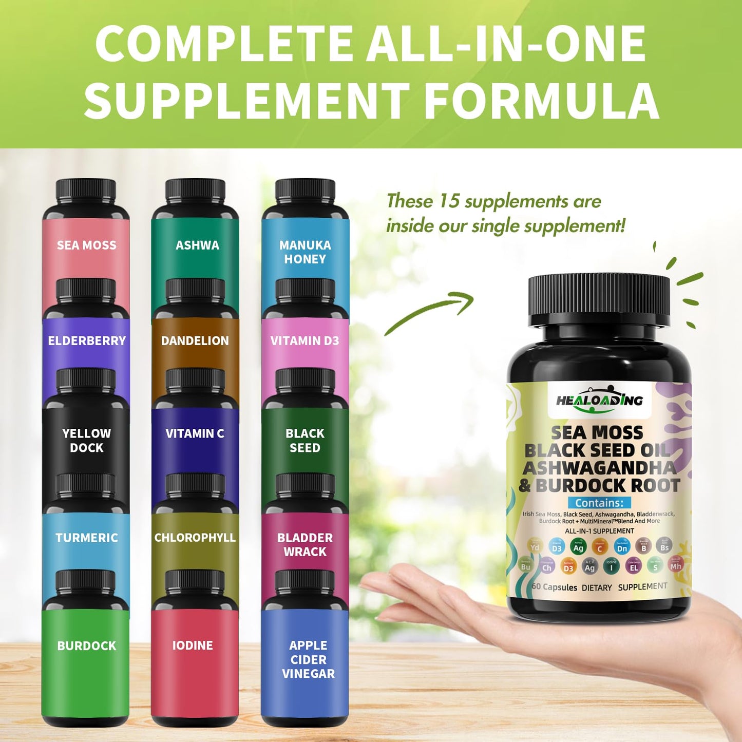 HEALOADING Sea Moss Capsules：Wildcrafted Organic Irish Seamoss & Bladderwack - Rich in Minerals, Supports Thyroid Health, Digestion, Skin & Immune System - Vegan, Non-GMO HEALOADINGBuy Supplements Australia