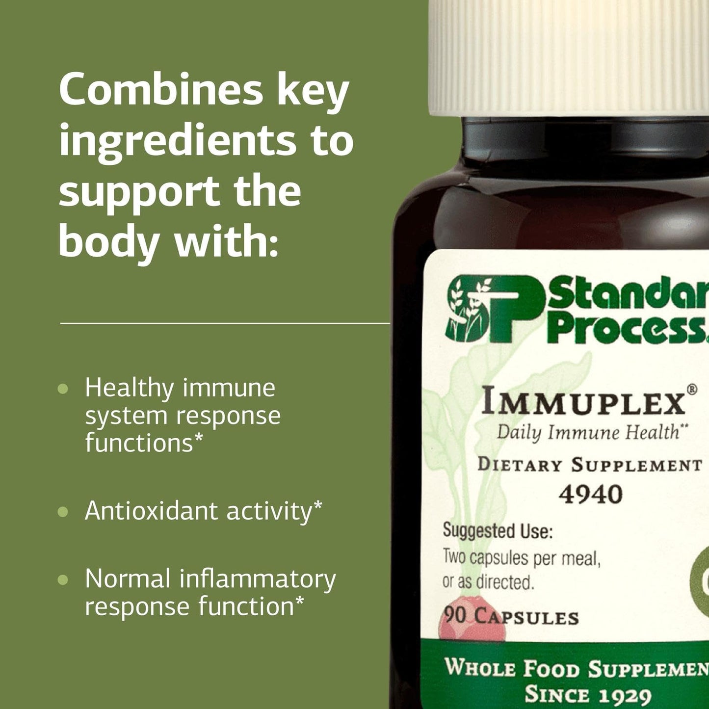 Standard Process Inc. Immuplex - Daily Immune Support Supplement with Folate, Iron, Vitamin C & Vitamin A - Mineral Supplement with Antioxidant Ingredients - 90 Capsules Standard Process Inc.Buy Supplements Australia