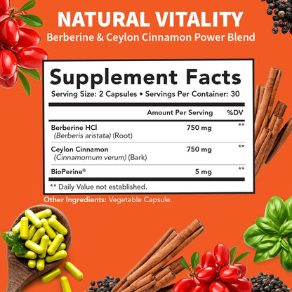 Clinical Grade Berberine Supplement 1500mg HCL Plus Ceylon Cinnamon Weight Managemen Clinical NutraBuy Supplements Australia