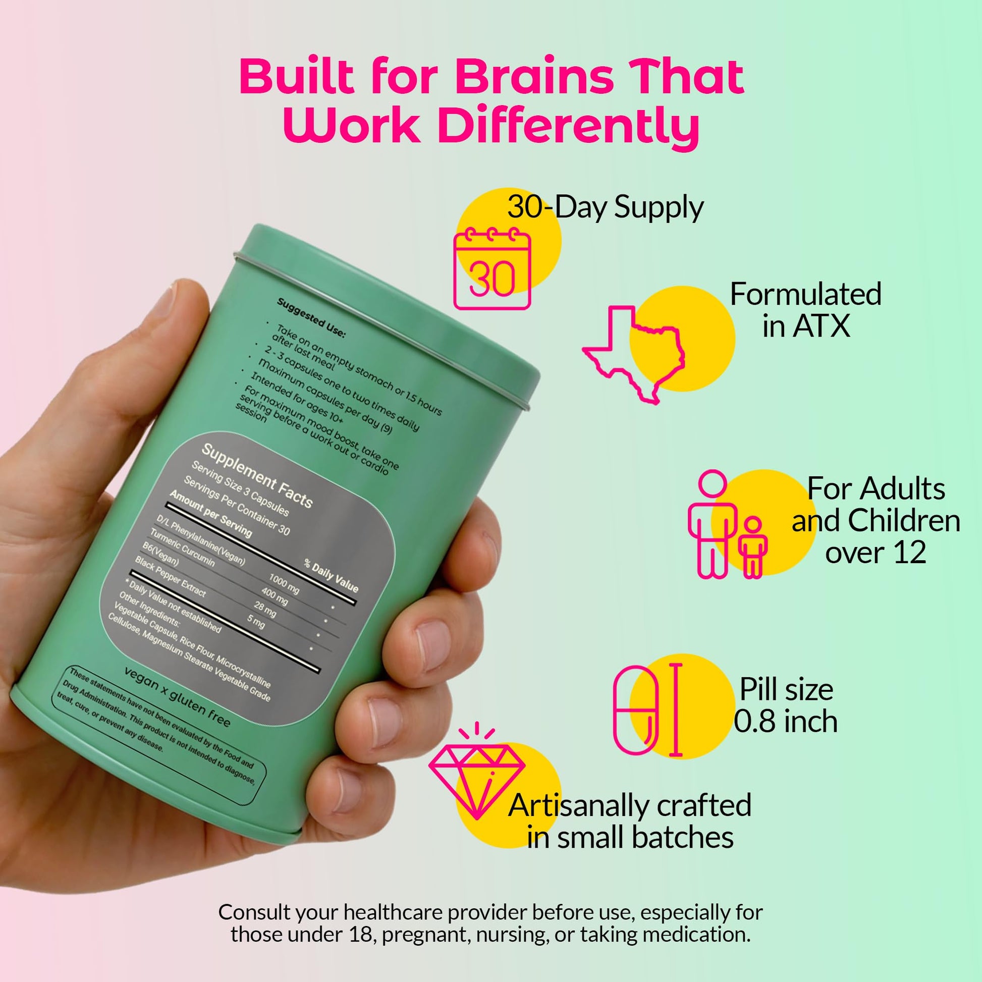 Wild Mind Mental Clarity Balanced Focus & Mood Support Supplement for Mental Wellness– 4-Ingredient Nootropic Brain Support for Calm & Energy – Vegan, 90 Capsules, 30-Day Supply Wild MindBuy Supplements Australia