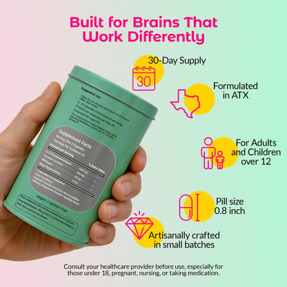 Wild Mind Mental Clarity Balanced Focus & Mood Support Supplement for Mental Wellness– 4-Ingredient Nootropic Brain Support for Calm & Energy – Vegan, 90 Capsules, 30-Day Supply Wild MindBuy Supplements Australia