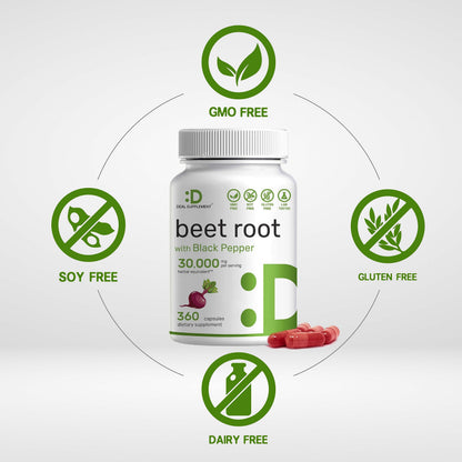 Beet Root Capsules 30000mg Per Serving, 360 Count, with Black Pepper Extract – Enhanced DEAL SUPPLEMENTBuy Supplements Australia