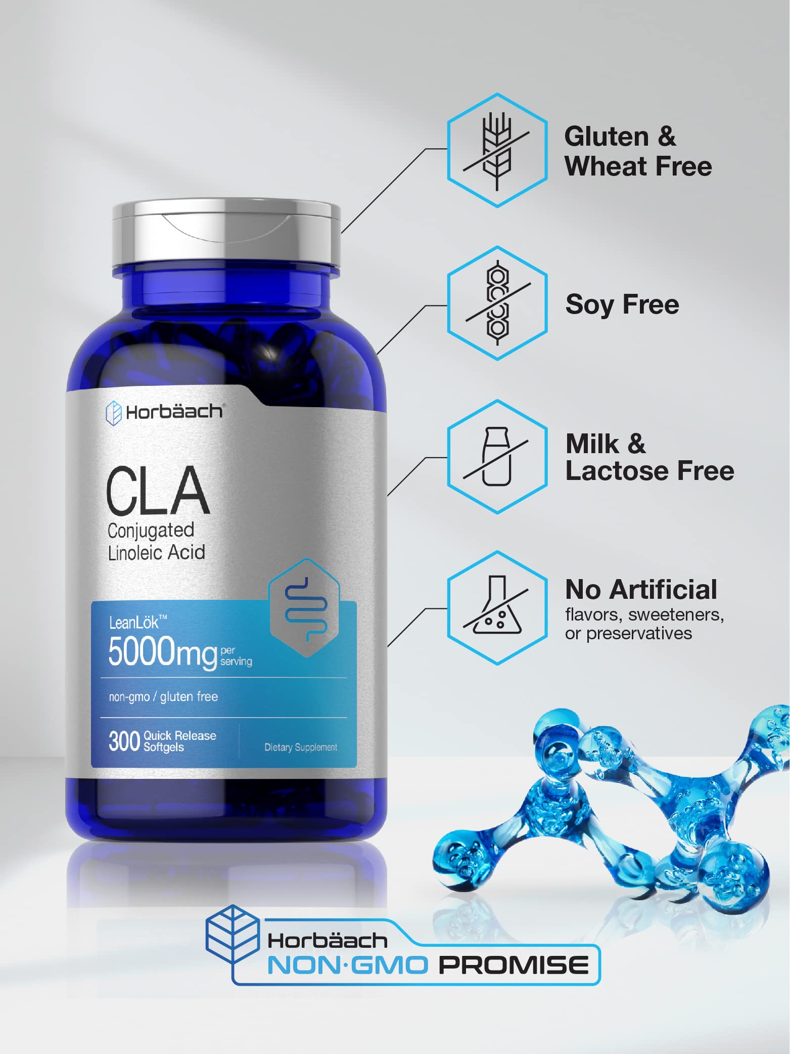 CLA Supplement | 300 Softgel Pills | Maximum Potency | Conjugated Lineolic Acid from HorbäachBuy Supplements Australia