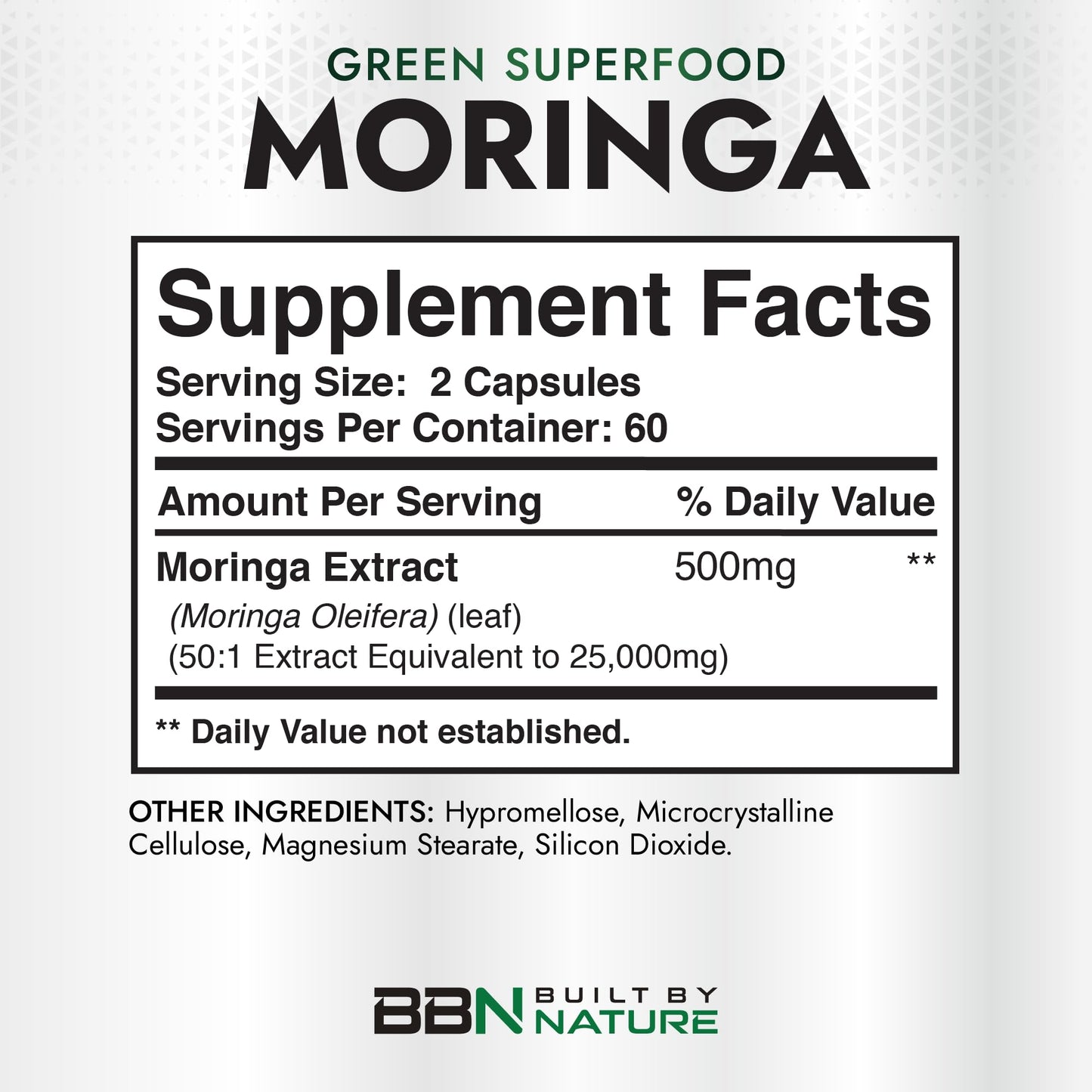 Built by Nature Moringa – 500mg Pure Moringa Leaf Extract 50:1 per Serving – High Potency Moringa Supplement – 120 Capsules Built by NatureBuy Supplements Australia