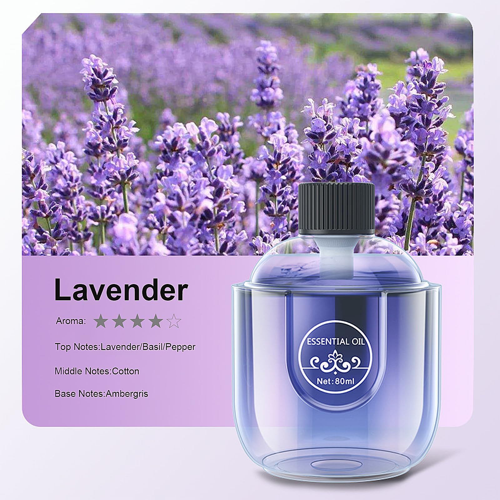 Mini Essential Oil Diffuser, Ultrasonic Mist Air Fresheners for Home with 80 ml Lavender Essential Oils DIUFJAGBuy Supplements Australia