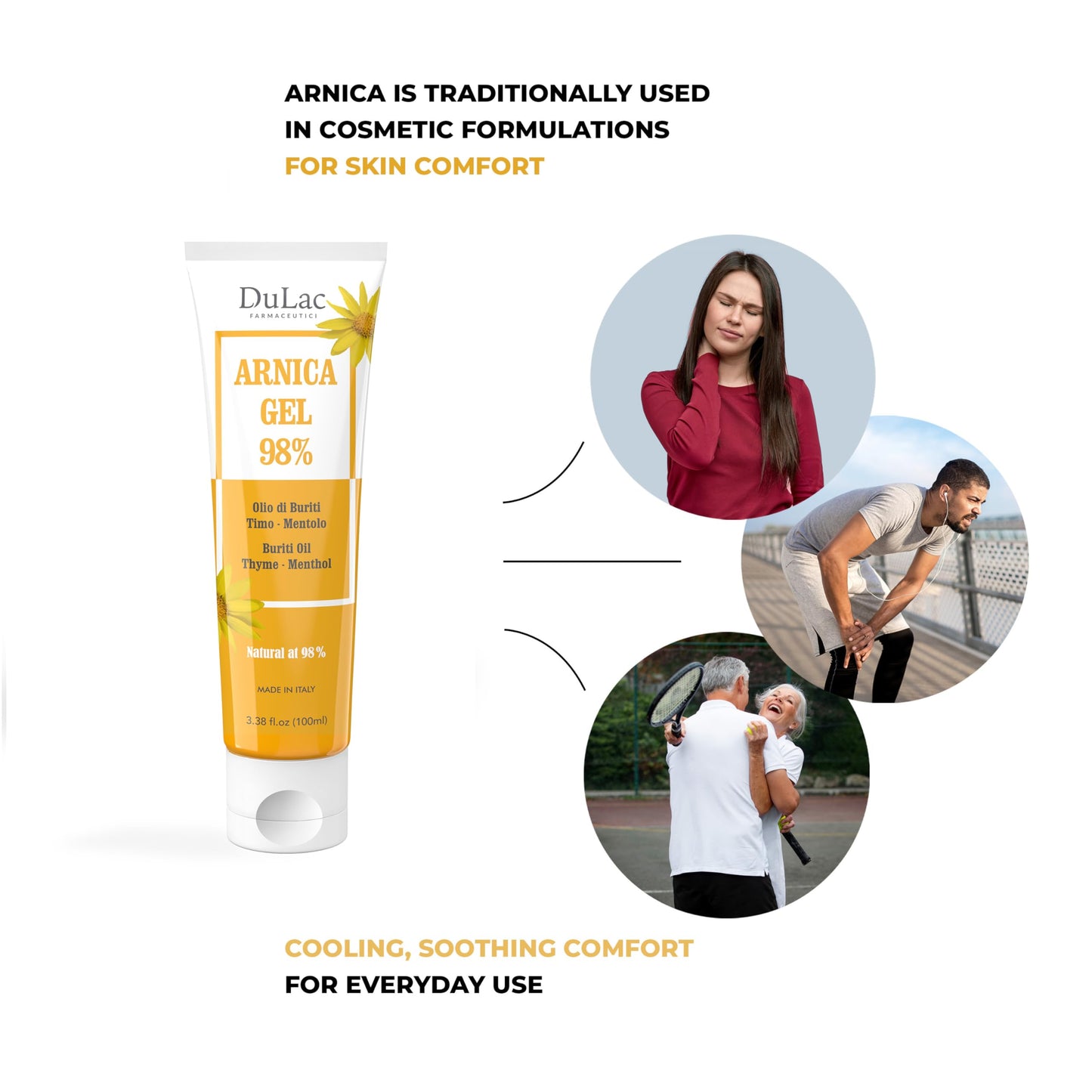 Dulac Arnica Body Massage Gel – Water-Based Cosmetic Massage Gel with Arnica Montana, Fast-Absorbing Lightweight Texture, Non-Greasy Feel, Dermatologically Tested, 3.38 Fl Oz DULÀC FARMACEUTICI 1982Buy Supplements Australia