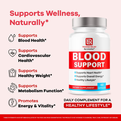 (2 Pack) Trusted Relief Blood Support Capsules - Official TrustedRelief Blood Support Vitamin Pills, Natural Trusted Relief Advanced Premium Formula Wellness & Overal Health, 120 Capsules For 2 Months LIVORKABuy Supplements Australia