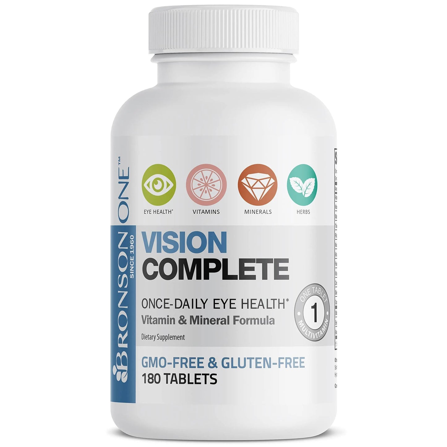Bronson ONE Daily Vision Complete Eye Health Support Multivitamin Multimineral Supplement Formula, 180 Tablets Bronson
