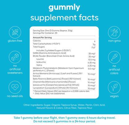 Jet Lag Remedy for Travel Gummies • No Jet Lag Pills Alternative • Travel Essentials • Support Adjustment to Time Zones and Circadian Rhythm • Delicious Tropical Berry Flavor • 20 Gummies 3-5 Trips GummlyBuy Supplements Australia