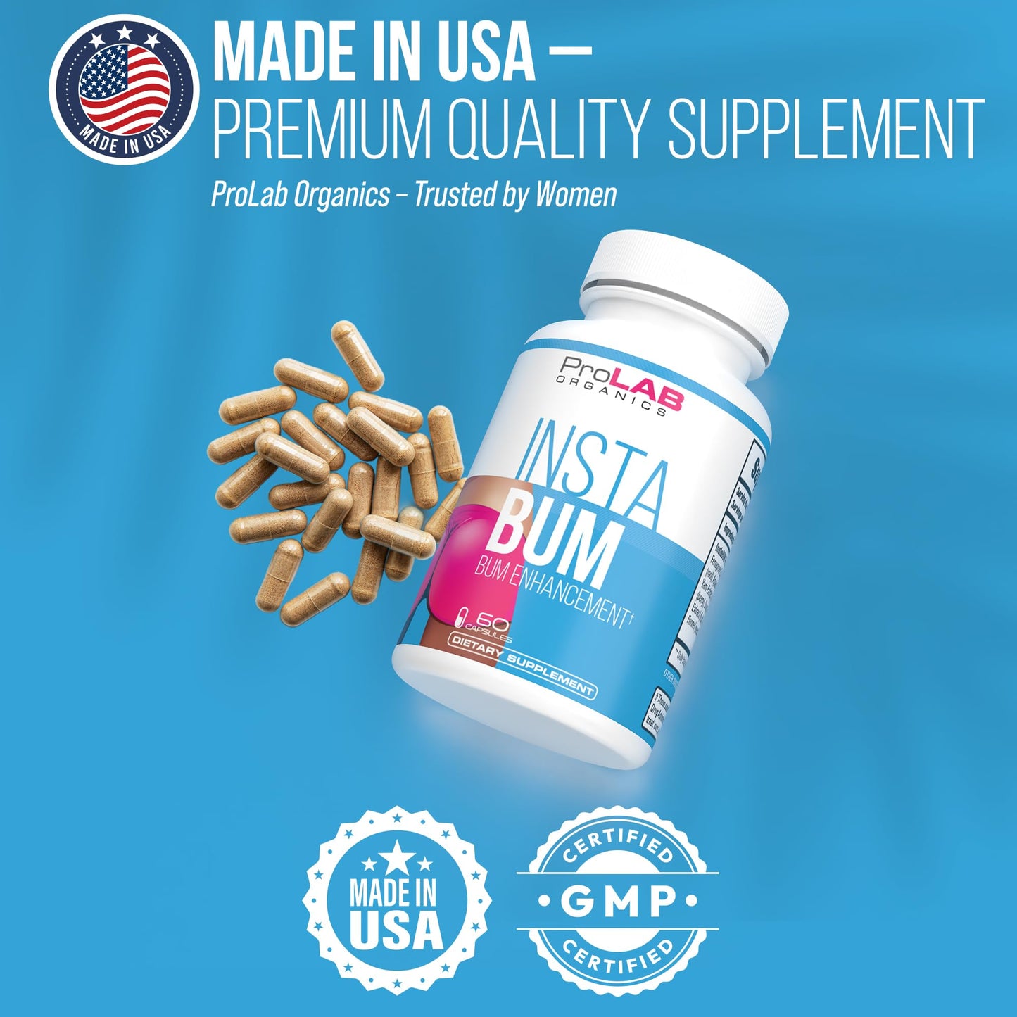 ProLab Organics InstaBum Bum Enhancement Pills – Lift, Shape, and Fill Glutes – Fast Growth for Bigger Butt and Hips – No Gummies. Visible Results in 1-2 Weeks ProLab OrganicsBuy Supplements Australia
