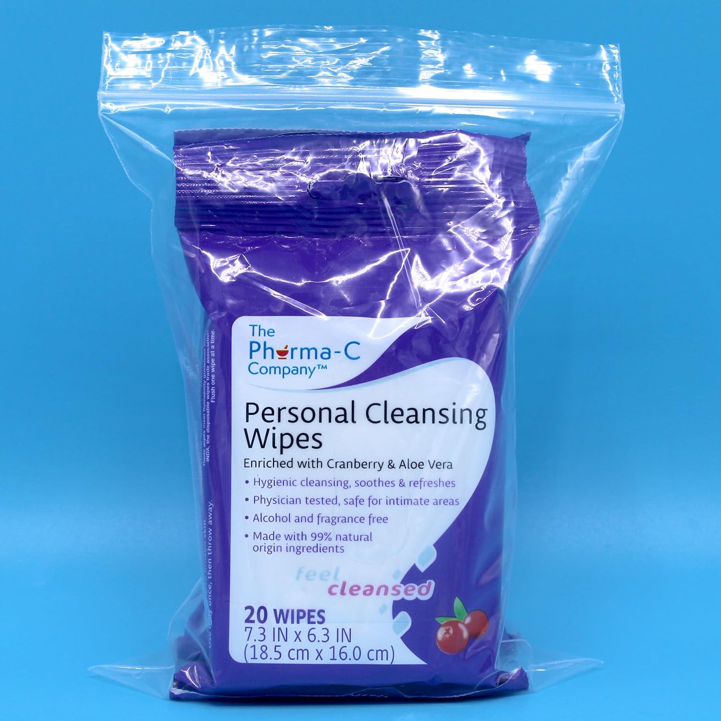 The Pharma-C Company Personal Cleansing Wipes [2 packs of 20 wipes] - Enriched with Cranberry & Aloe Vera GenericBuy Supplements Australia