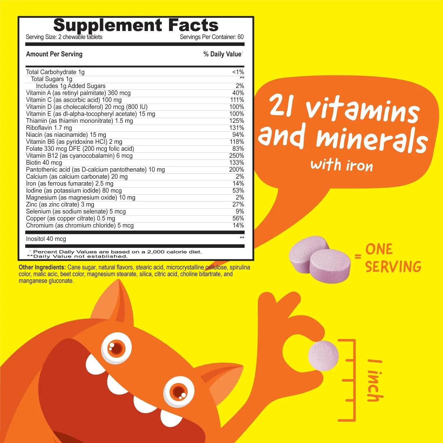 VitaWorks Kids Multivitamin with Iron & Minerals Chewable Tablets - Mixed Fruit Flavor - Vegetarian, GMO-Free, Nut Free VitaWorksBuy Supplements Australia