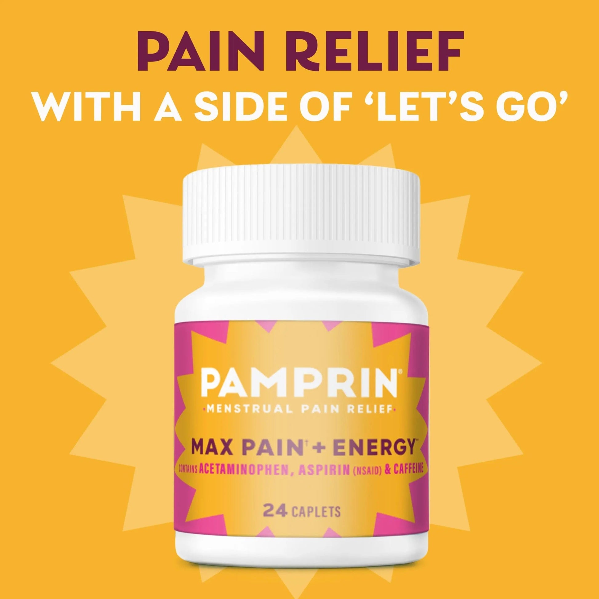 Pamprin Maximum Strength Max Pain and Energy Formula, Menstrual Period Symptoms Relief for Cramps, Bloating and Fatigue, 24 Caplets PamprinBuy Supplements Australia