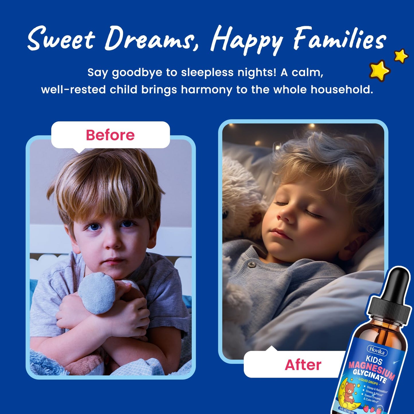 Magnesium Glycinate Liquid for Kids - with L-Theanine Omega-3, Vitamin B6, D3, Zinc - Kids Magnesium Drops for Sleep, Relaxation