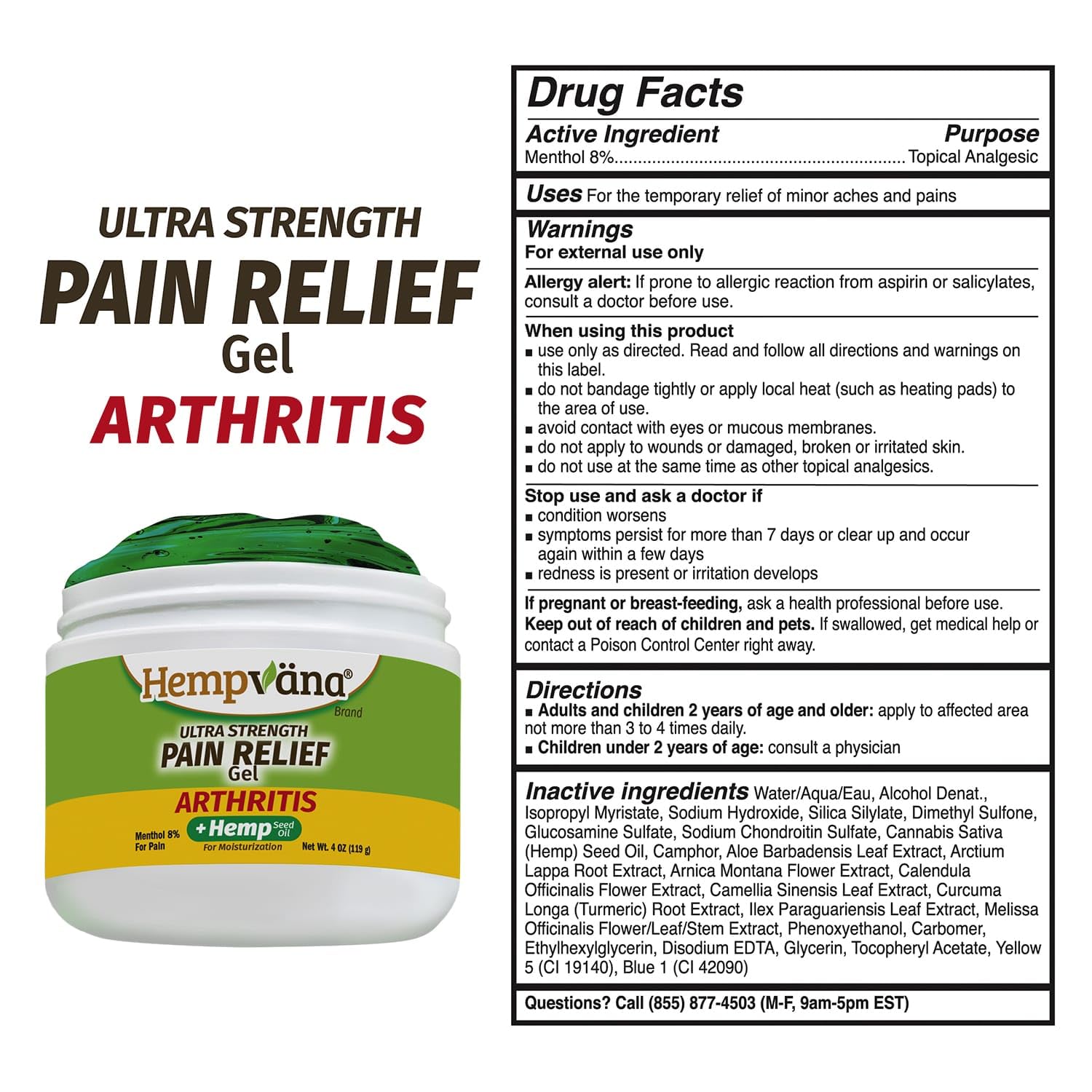 Hempvana Arthritis Pain Relief Gel, Ultra-Strength for Arthritis in Muscles & Joints. Enriched with Hemp Seed Oil, AS SEEN ON TV. Non-Greasy. Targeted Long-Lasting Relief. Works Fast, 3 Oz. HempvanaBuy Supplements Australia