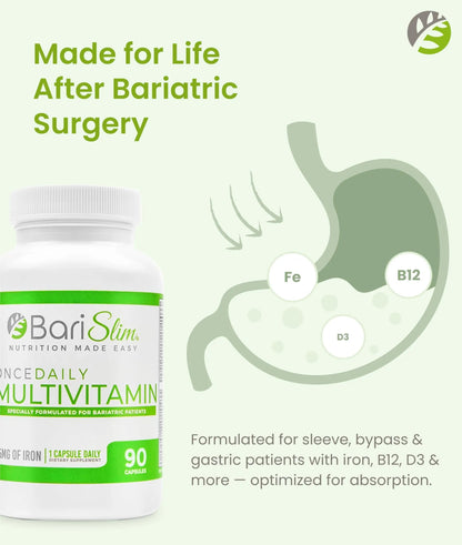 BariSlim Once Daily Bariatric Multivitamin Capsule - 45mg of Iron - Bariatric Vitamin & Supplement for Post Bariatric Surgery Including Gastric Bypass & Gastric Sleeve | 90 Day Supply BariSlimBuy Supplements Australia