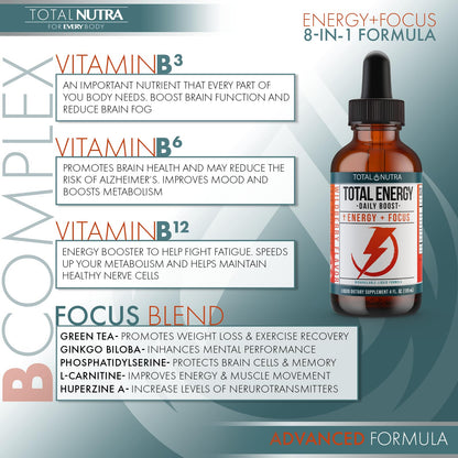Extra Strength Vitamin B Complex Drops- B Vitamins B12, B6, B3- Vegan and Non GMO Total NutraBuy Supplements Australia