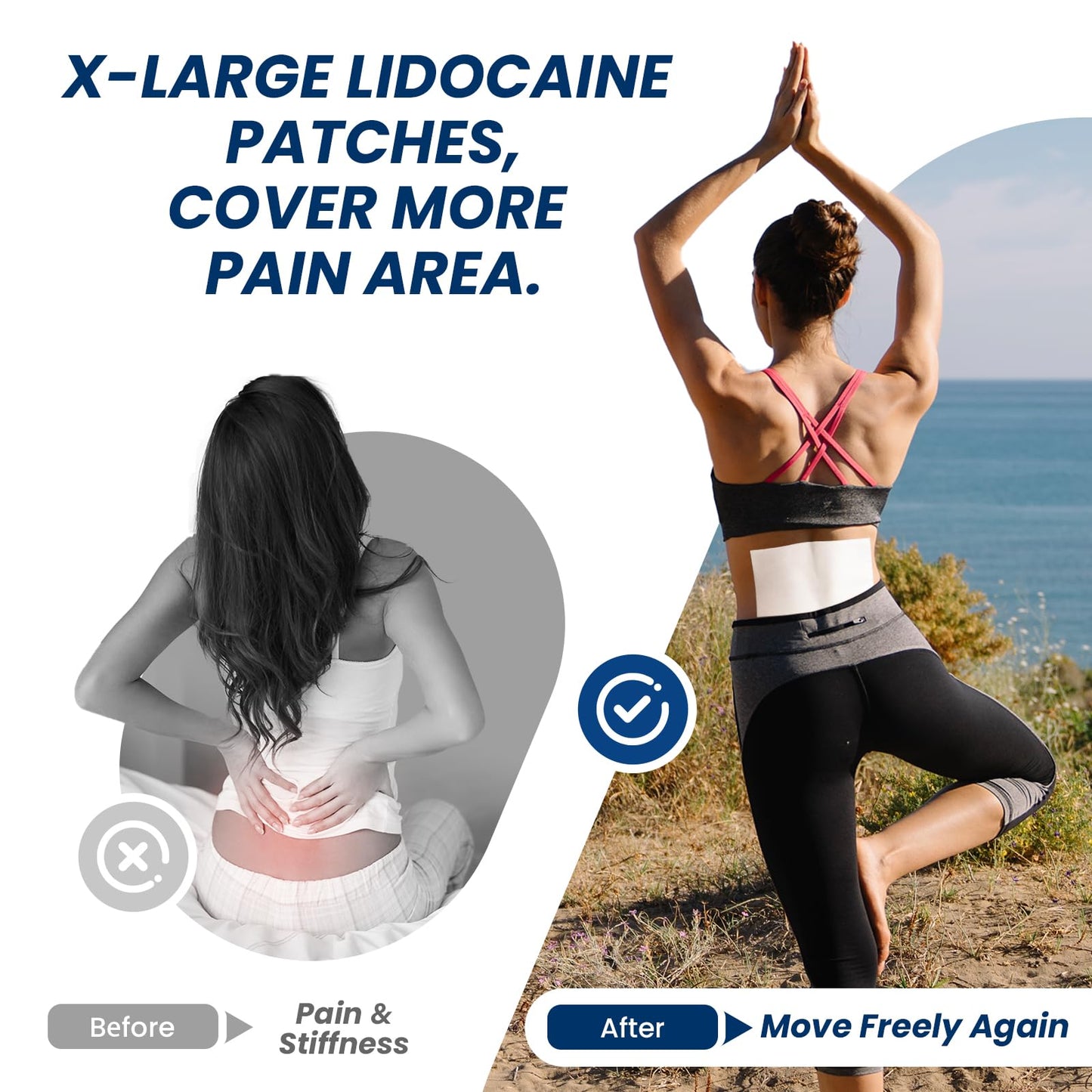 Sumifun XL Lidocaine Patches for Pain Relief, 4% Lidocaine Maximum Strength OTC, Extra Large 4.72"x7.87" for Full Back Pain Patches & Large Areas (Extra Large, Count, 13) SumifunBuy Supplements Australia