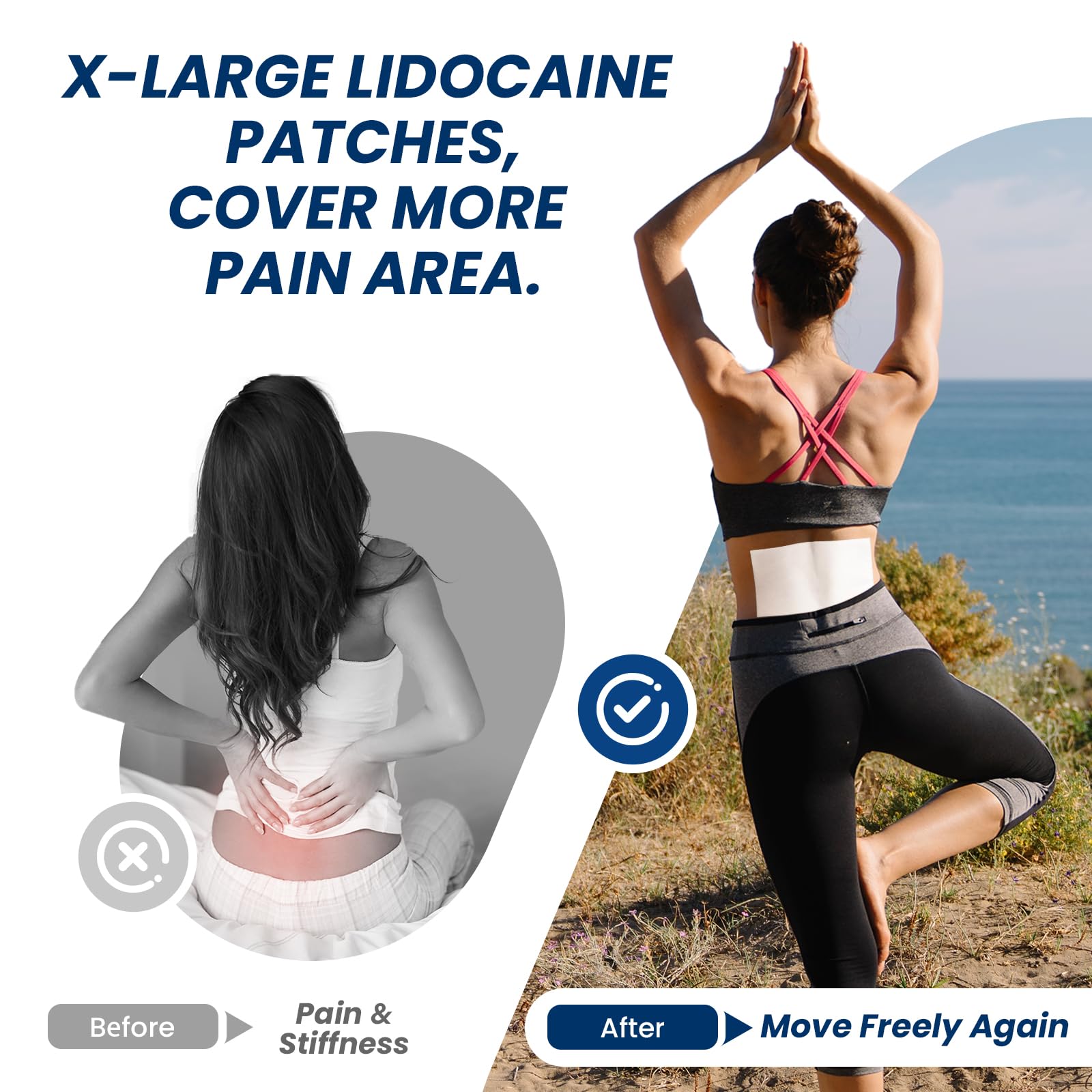 Sumifun XL Lidocaine Patches for Pain Relief, 4% Lidocaine Maximum Strength OTC, Extra Large 4.72"x7.87" for Full Back Pain Patches & Large Areas (Extra Large, Count, 20) SumifunBuy Supplements Australia