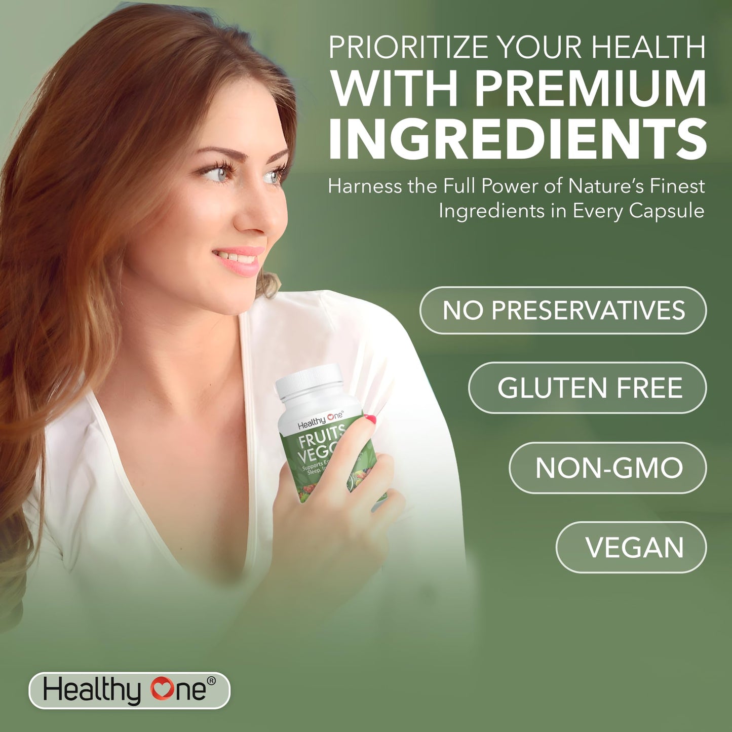 Fruits & Veggies Formula - 27 Premium Whole Foods - Organic Ingredients - Equals 3 Servings of Fruits & Vegetables - Improve Energy, Focus & Immune Function - Fiber - Antioxidants - 120ct (60 Serv) Healthy OneBuy Supplements Australia