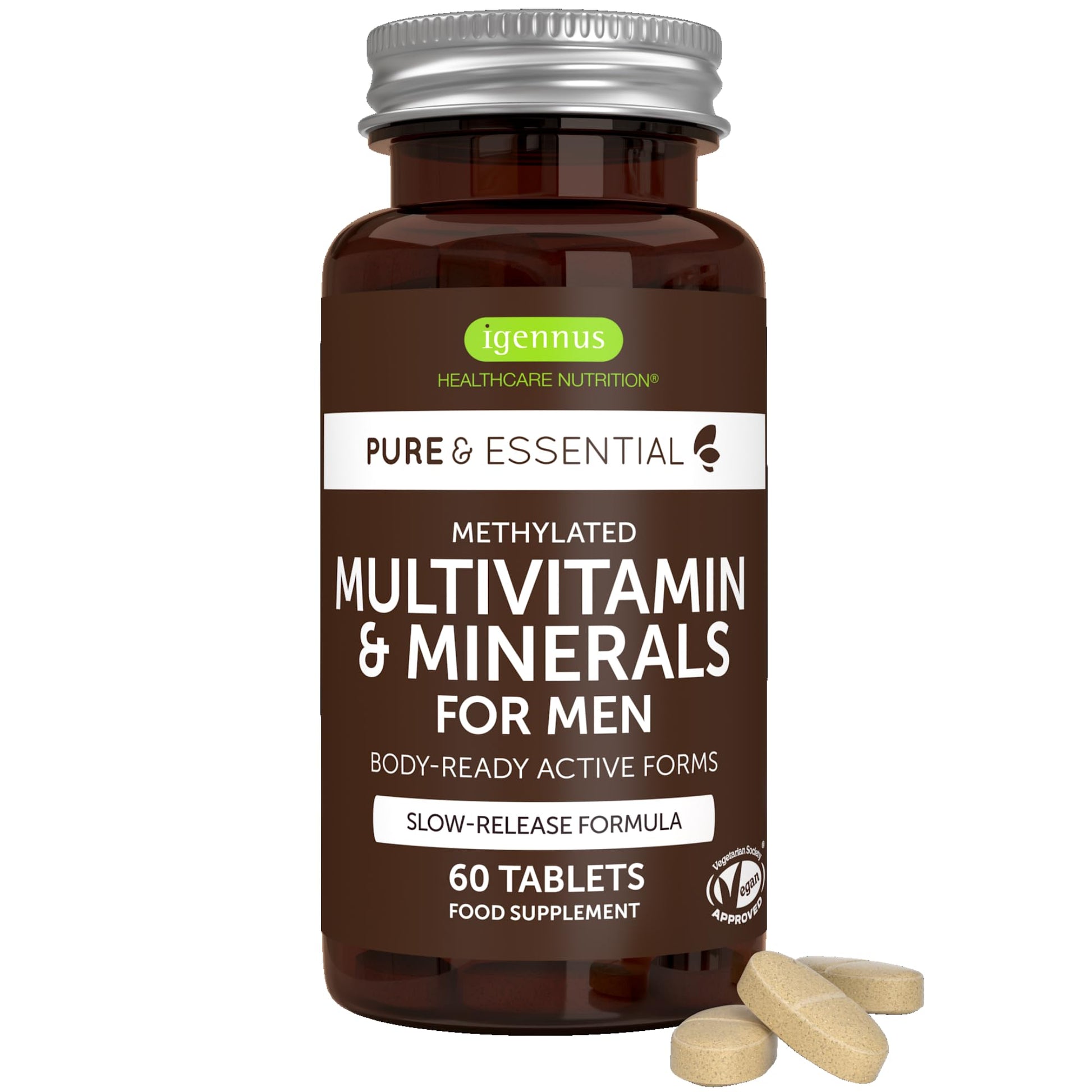 Igennus Methylated Men's Multivitamin with 22 Actives, All-Day Nutrient Delivery, Pure & Clean, Methylfolate & Methylcobalamin Igennus Healthcare NutritionBuy Supplements Australia